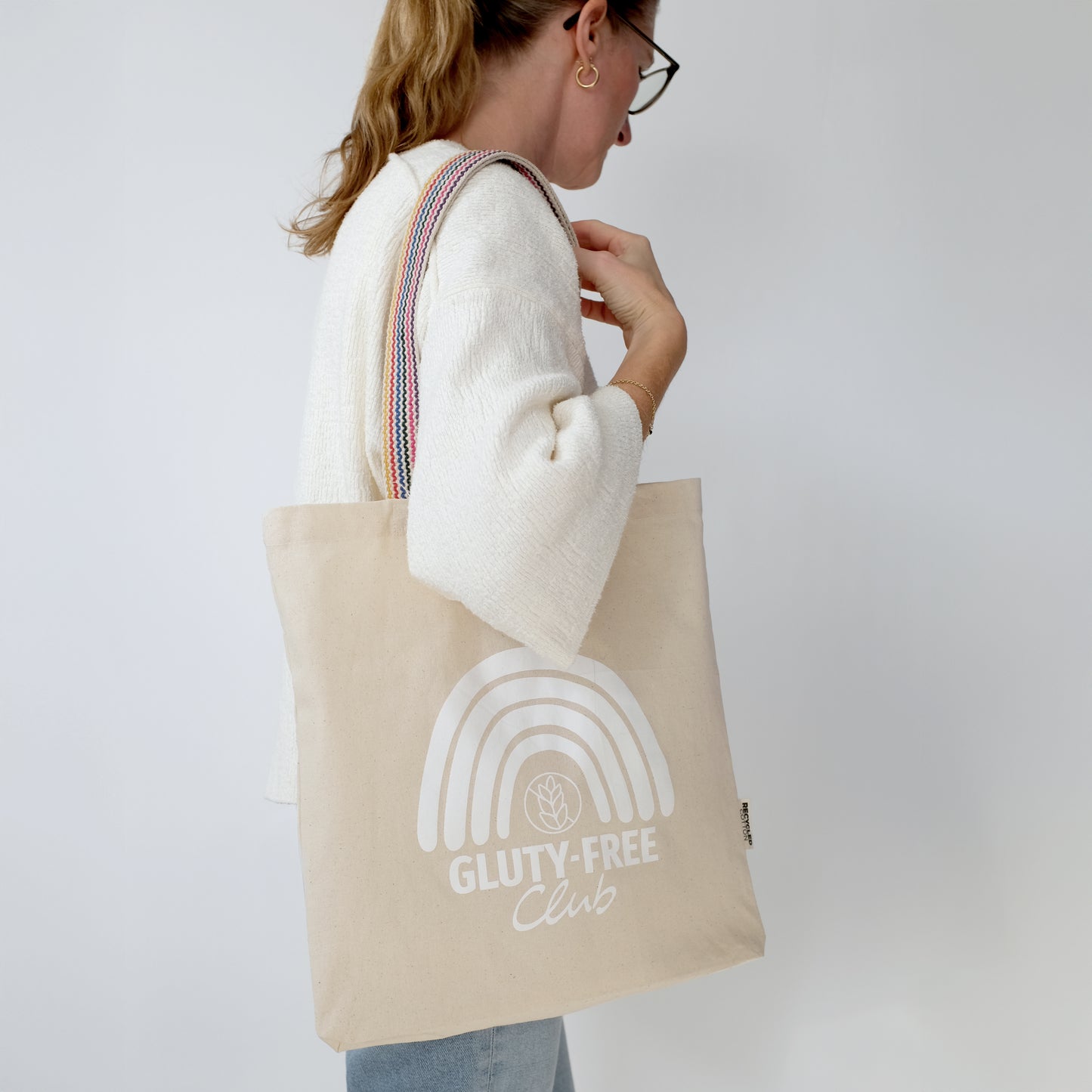 Cotton rainbow tote bag